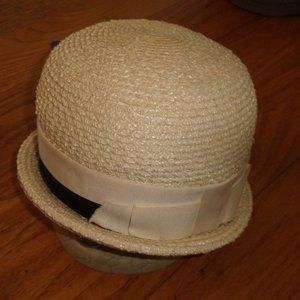 Vintage ladies hat Gimbel Brothers white straw like high top